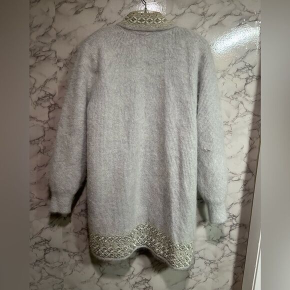 A.B.C White Beaded Angora Rabbit Hair Cardigan Sweater Coat Size OS - Picture 7 of 7